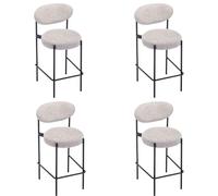 Ya-Home Tabouret de Bar Rétro en Fausse Fourrure Lot de 4 Chaise Bar avec Pieds en Métal Chaise Haute Bar pour Ilot Central Cuisine, Gris