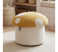 Ya-Home Tabouret pour Enfant avec Rangement, Forme de Champignon, Jaune | Chenille Doux, Coussin Rembourré, Chaise Petite enfant Sécurisée, Pouf Mignon pour Chambre et Salon