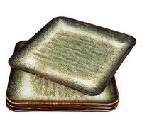 YA JU Lot de 4 assiettes en céramique - Plat principal pour steak, pain, risotto, pâtes, apéritif, micro-ondes, four et lave-vaisselle, résistant aux rayures (assiette carrée noire)