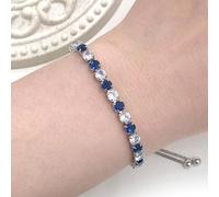 YA4375 Bracelet rivière pour femme plaqué platine et oxyde de zirconium - Bijou Bolo réglable pour un usage quotidien, anniversaire, Noël, remise de diplôme, Adjustable, Laiton Métal, Pas de gemme