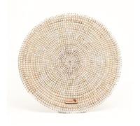 YAADU Décoration murale - 35 cm de diamètre - Fabriquée à la main - Décoration murale africaine - Décoration bohème pour maison - Modèle Zola (blanc, 1 pièce)