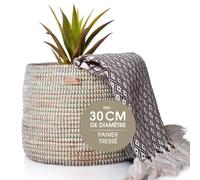 YAADU Nimba Panier de rangement tressé - Panier à plantes, panier d'étagère, panier africain, pot de fleurs, panier décoratif, cache-pot, rangement de jouets et divers objets - Modèle Nimba (blanc)