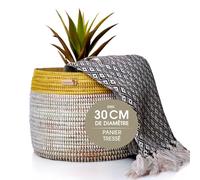YAADU Panier de rangement tressé - Panier à plantes, panier à étagères, panier africain, pot à plantes, panier décoratif, cache-pot, rangement de jouets et d'objets divers Modèle Bantu (Jaune)