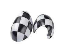 YaaGoo Caches de rétroviseurs en ABS pour MINI Cooper R50 R52 R53 (2001-2006), Coques latérales décoratives, Conduite à gauche(Damier noir et blanc)