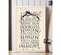 YAASIMOULE Affiche avec les paroles de la chanson « Trois petits oiseaux » (portrait) décoration murale