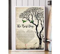 YAASIMOULE Affiche « Best Day Song Lyrics » avec cœur arbre et oiseaux décoration murale