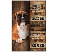 YAASIMOULE Affiche Boxer Dog Pet Love Quote Motif bois Art mural Décoration intérieure