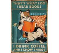 YAASIMOULE Affiche Chat Calico C'est ce que je fais lis Livre bois du café Et sais des choses