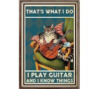 YAASIMOULE Affiche « Chat qui joue de la guitare, c'est ce que je fais et ce que je sais »