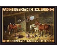 YAASIMOULE Affiche « Cowgirl à l'écurie », décoration murale animalière, cadeau pour amoureux des chevaux, cavalière, décoration de ferme, impression sur toile mate encadrée