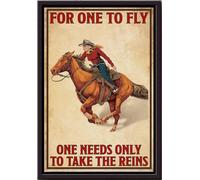 YAASIMOULE Affiche Cowgirl For One To Fly, décoration murale animalière, cadeau pour amoureux des chevaux, cavalière, décoration de ferme, impressions sur toile mate encadrées