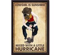 YAASIMOULE Affiche Cowgirl Is Sunshine Mixed Hurricane - Décoration murale sur le thème de l'équitation - Cadeau de cowboy - Impression sur toile encadrée