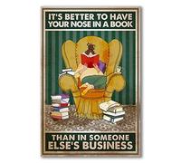 YAASIMOULE Affiche d'art mural « Mieux vaut avoir le nez dans un livre que les affaires de quelqu'un d'autre »