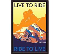YAASIMOULE Affiche de cyclisme en montagne « Ride To Live » encadrée sur toile mate