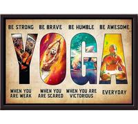 YAASIMOULE Affiche de yoga encadrée sur toile mate : Sois fort, courageux, humble et génial