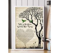 YAASIMOULE Affiche « Elle est amoureuse du garçon » avec paroles de la chanson cœur arbre oiseaux décoration murale d'intérieur