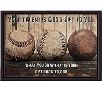 YAASIMOULE Affiche encadrée sur toile mate « Baseball : Ton talent est un don de Dieu »