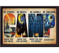 YAASIMOULE Affiche encadrée sur toile mate « Camping : Sois fort, courageux, humble et génial »