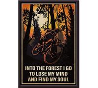 YAASIMOULE Affiche encadrée sur toile mate « Cyclisme tout-terrain en forêt : je retrouve mon âme »