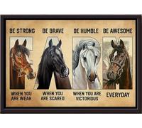 YAASIMOULE Affiche encadrée sur toile mate : « Ferme équestre : Sois fort, courageux, humble et formidable ».