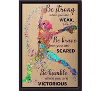 YAASIMOULE Affiche encadrée sur toile mate « Softball : Sois forte même quand tu es faible, courageuse, effrayée, humble et victorieuse »