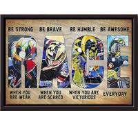 YAASIMOULE Affiche encadrée sur toile mate : « Sois fort, courageux, humble et génial, pilote automobile ».