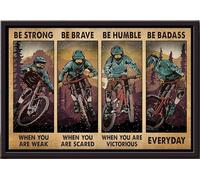 YAASIMOULE Affiche encadrée sur toile mate « VTT : Sois fort, courageux, humble et badass ».