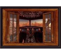 YAASIMOULE Affiche encadrée « Vue du pilote » sur toile mate