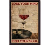 YAASIMOULE Affiche encadrée « Wine And Vinyl Record Lose Your Mind Find Soul Dictionary » sur toile mate