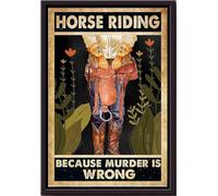 YAASIMOULE Affiche « Équitation parce que c'est mal » - Décoration murale animalière - Cadeau pour amoureux des chevaux - Décoration style ferme de cowboy - Impression sur toile mate encadrée
