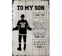 YAASIMOULE Affiche et toile de hockey personnalisées pour mon fils - Décoration murale personnalisée avec nom et numéro - Cadeau d'anniversaire pour garçon de la part de maman ou papa
