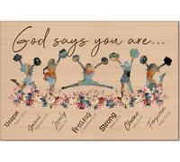 YAASIMOULE Affiche et toile de pom-pom girl « Dieu dit que tu es » - Décoration murale - Cadeau d'anniversaire pour une fille pom-pom girl - De la part de ses parents