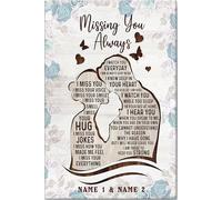 YAASIMOULE Affiche et toile personnalisées en hommage au couple « Tu me manques toujours », décoration murale avec noms personnalisés, cadeau de Saint-Valentin pour mari et femme
