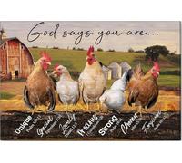 YAASIMOULE Affiche et toile « Poisson » avec le message « Dieu dit que tu es » - Décoration murale - Cadeau pour la fête des mères, l'anniversaire du père ou pour un agriculteur/une agricultrice