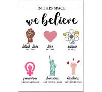 YAASIMOULE Affiche et toile sur la justice sociale : Ici, nous croyons à l’égalité et aux droits humains - Décoration murale pour la maison