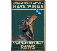 YAASIMOULE Affiche et toile Teckel : Les anges n'ont pas toujours d'ailes, parfois ils ont des pattes. Décoration murale commémorative pour une maman amoureuse des chiens.