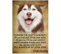 YAASIMOULE Affiche Husky : « Juste un chien mais toujours à tes côtés » citation d'amour pour animaux de compagnie art mural décoration d'intérieur