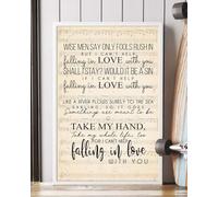 YAASIMOULE Affiche « I Can't Help Falling In Love » avec paroles de la chanson portrait art mural décoration d'intérieur