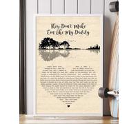YAASIMOULE Affiche « Ils ne les font pas comme mon papa » avec paroles de la chanson portrait en forme cœur et guitare décoration murale