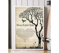 YAASIMOULE Affiche « Je serai toujours ton béb頻 avec paroles de la chanson cœur arbre oiseaux décoration murale d'intérieur
