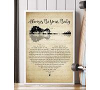 YAASIMOULE Affiche « Je serai toujours ton béb頻 avec paroles de la chanson guitare cœur portrait vintage art mural décoration d'intérieur