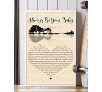 YAASIMOULE Affiche « Je serai toujours ton béb頻 avec paroles de la chanson portrait en forme cœur et guitare décoration murale