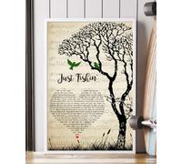 YAASIMOULE Affiche « Just Fishin' Song » avec paroles cœur arbre et oiseaux décoration murale