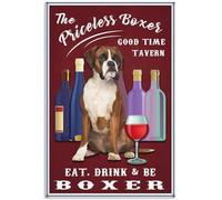 YAASIMOULE Affiche « Le Boxeur Inestimable » : « Mangez Buvez du Vin Soyez Boxeur » « Chien Animal de Compagnie » Citation d'Amour Art Mural Décoration Intérieure
