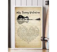 YAASIMOULE Affiche « Ma chanson drôle de Saint Valentin » avec paroles guitare et cœur portrait vintage décoration murale d'intérieur