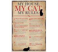 YAASIMOULE Affiche « Ma maison mon chat mes règles » vintage décoration murale ANP237