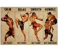 YAASIMOULE Affiche Muay Thai « Soyez forts courageux humbles soyez durs à cuire » Décoration pour hommes et fils Art mural d'intérieur ANP237