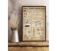 YAASIMOULE Affiche murale décoration d'intérieur Connaissances du tennis de table Les règles base