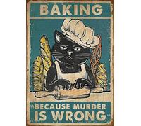 YAASIMOULE Affiche murale décoration d'intérieur drôle de chat noir avec cuisson parce que le meurtre est mal un tatoué