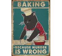 YAASIMOULE Affiche murale décoration d'intérieur drôle de chat noir avec cuisson parce que le meurtre est mal un tatoué 1